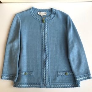 Classic St. John Light Blue Knit Jacket